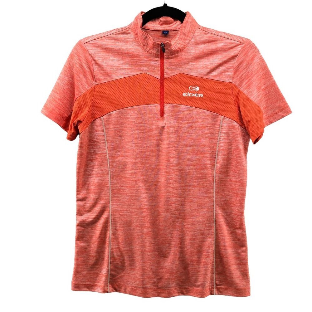 Eider (Korea)‎ Golf Short Sleeve Shirt Womens M (95) 1/4 Zip Orange Active Top